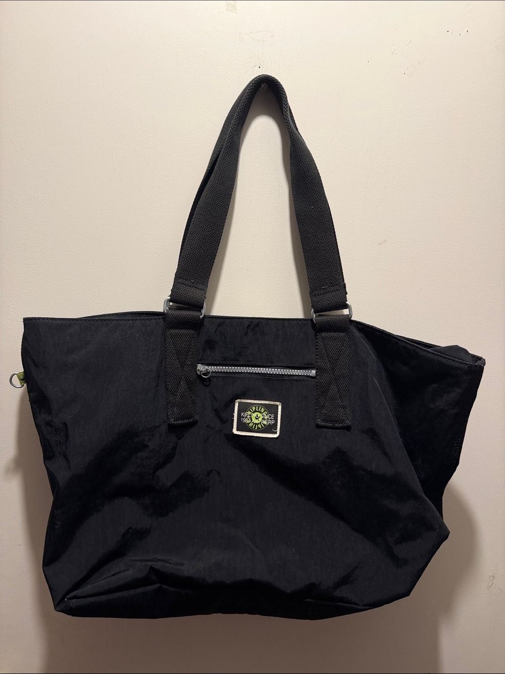 Kipling Black Tote Bag with Patch Accent